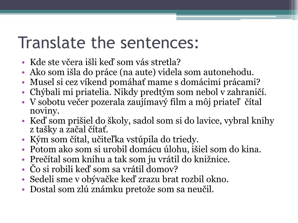 translate the sentences
