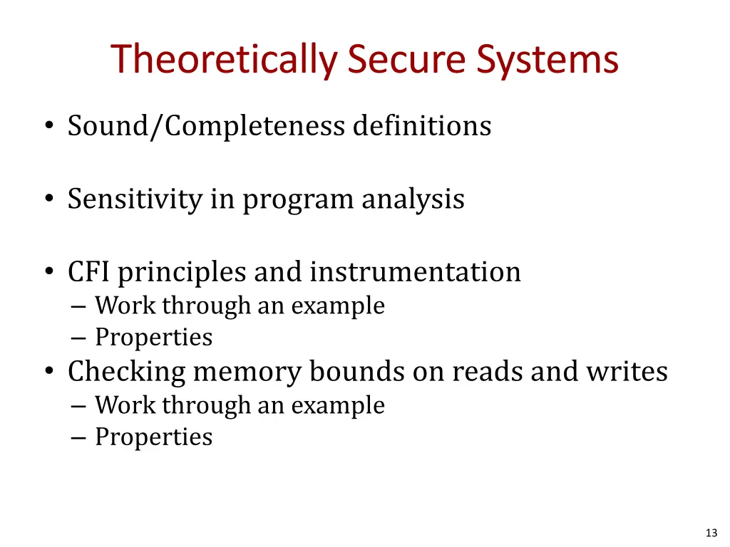 theoretically secure systems