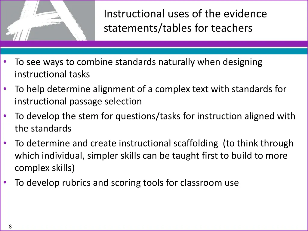 instructional uses of the evidence statements