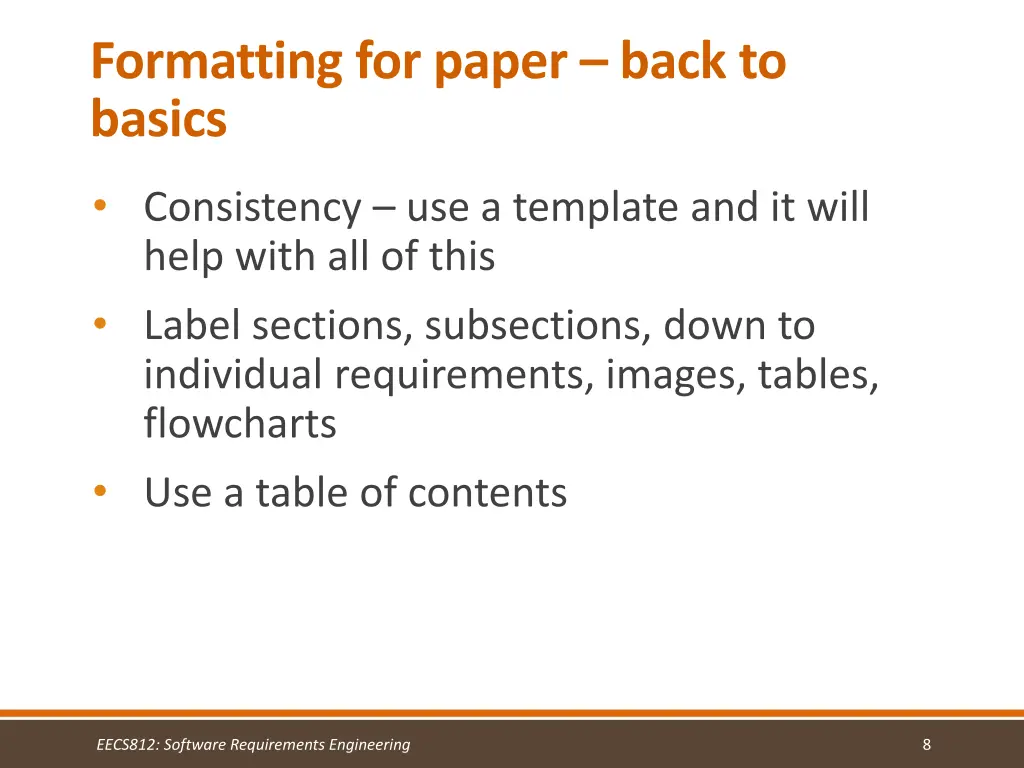 formatting for paper back to basics