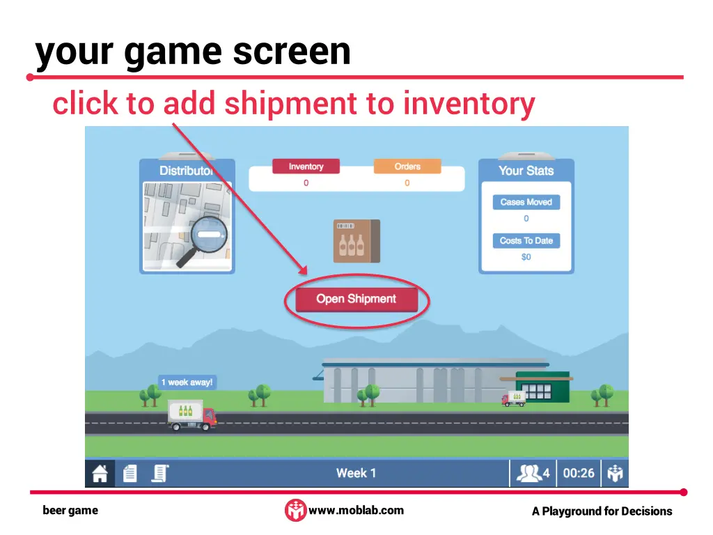 your game screen click to add shipment