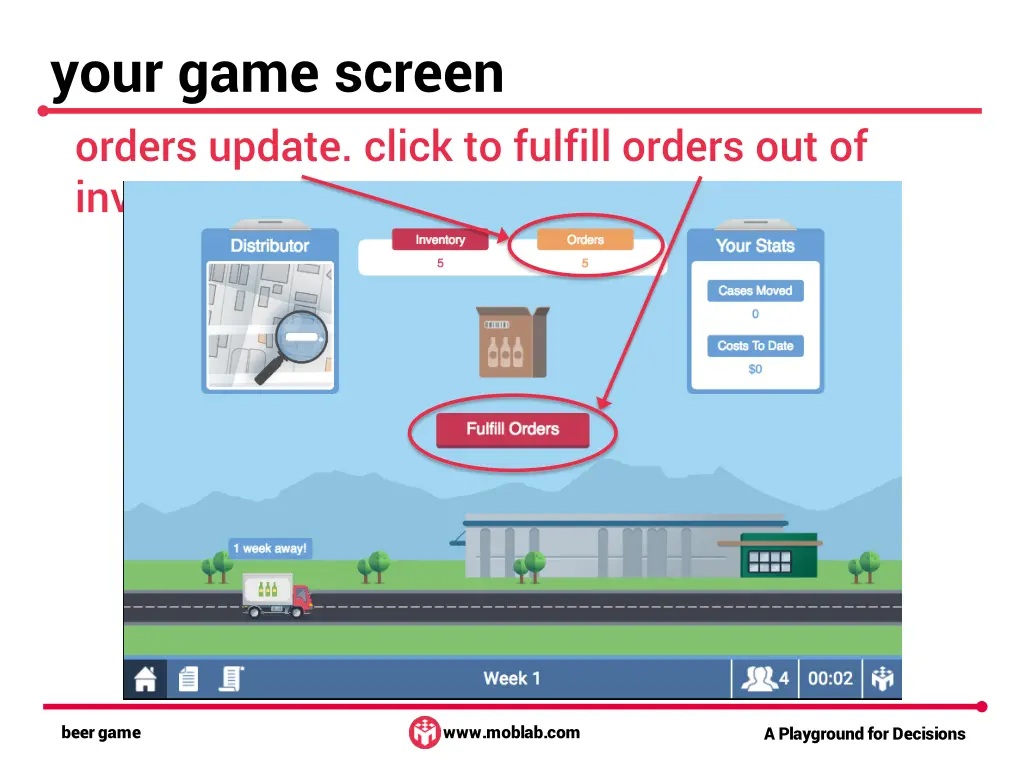 your game screen orders update click to fulfill