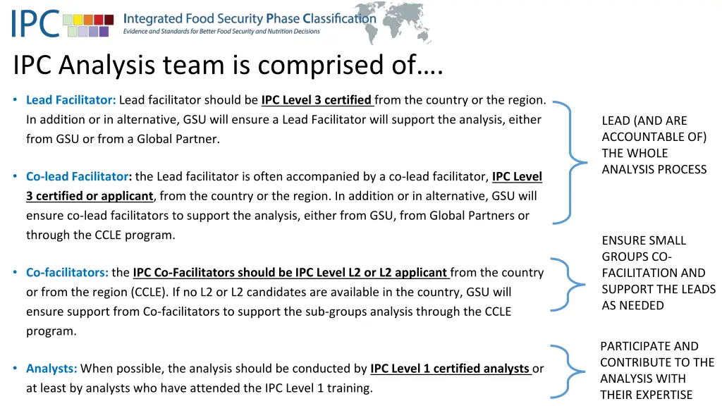 ipc analysis team is comprised of