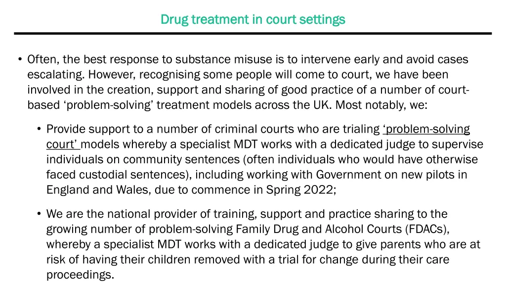 drug treatment in court settings drug treatment