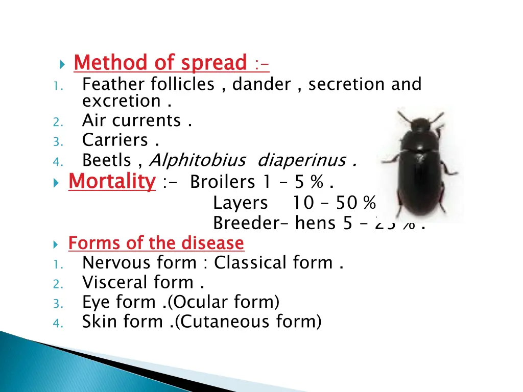 method of spread 1 feather follicles dander