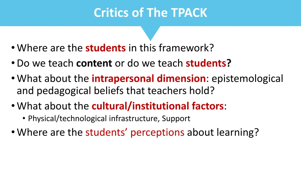 critics of the tpack