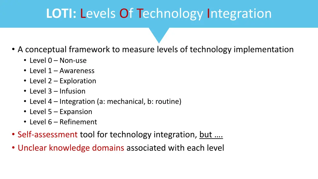 loti levels of technology integration