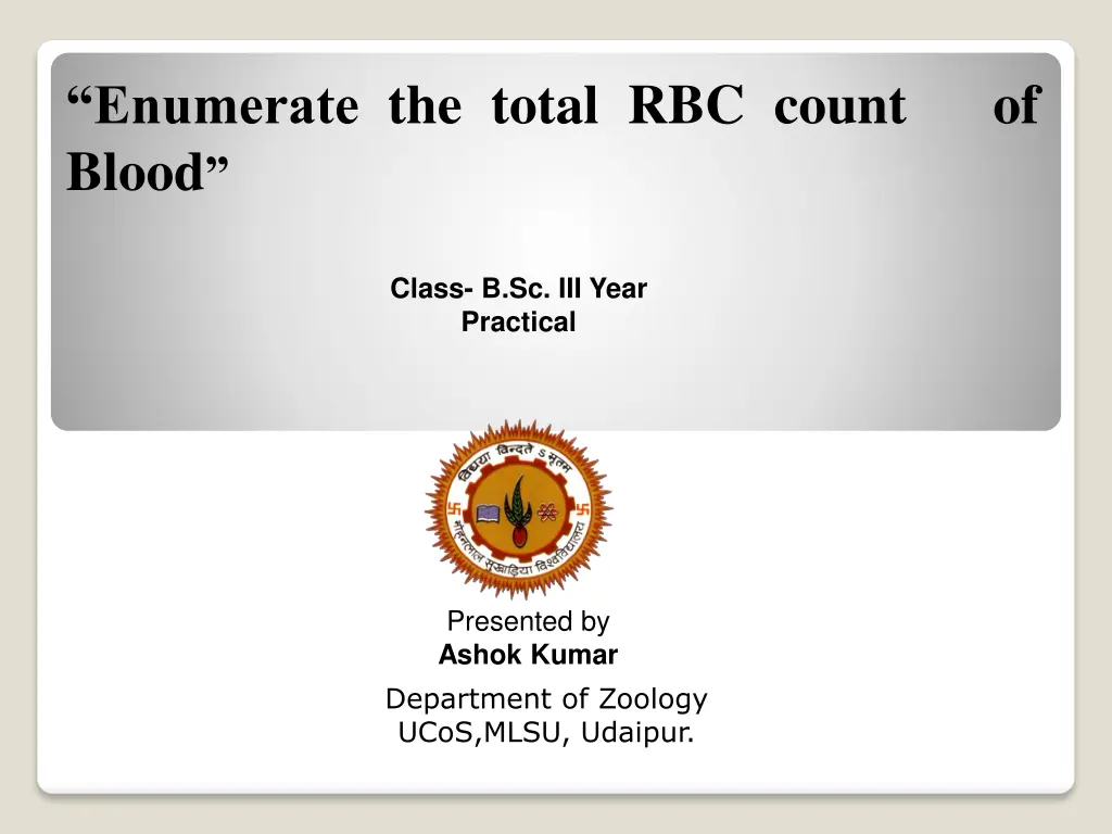 enumerate the total rbc count of blood