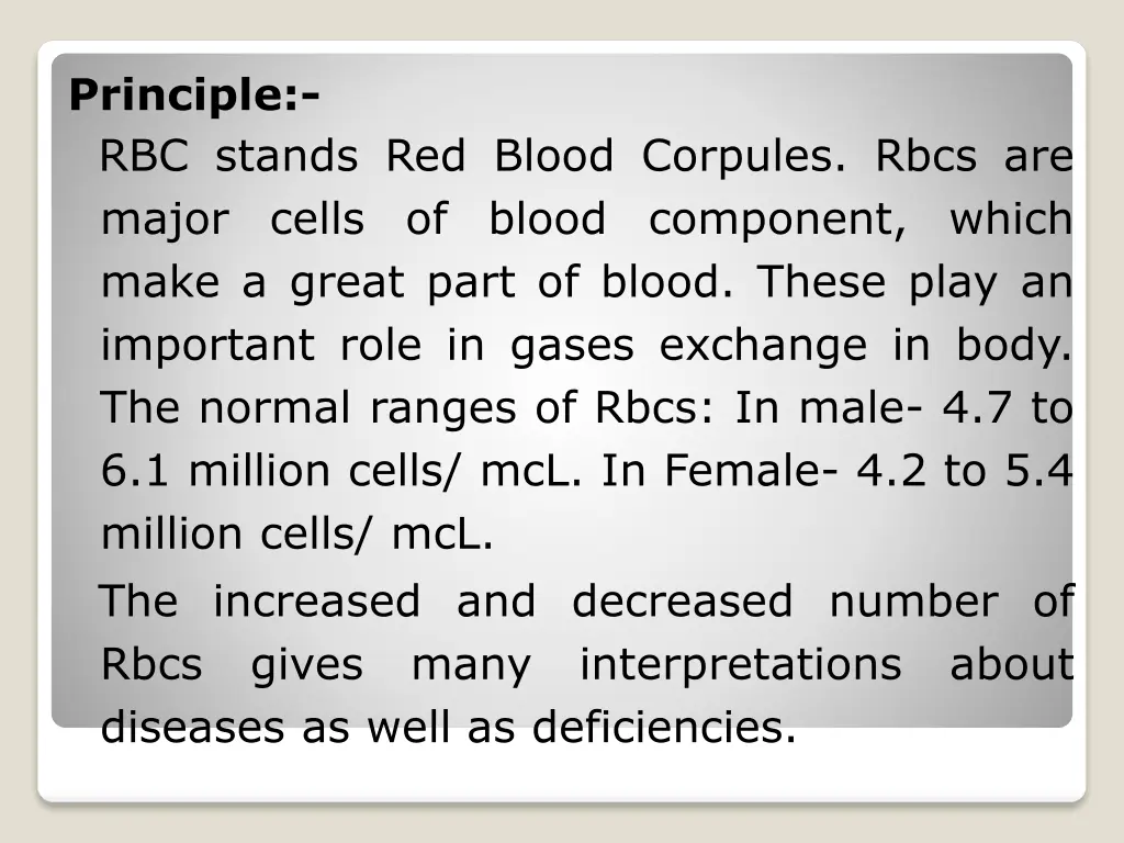 principle rbc stands red blood corpules rbcs