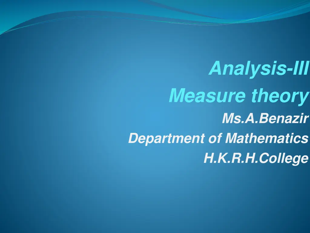 analysis iii measure theory ms a benazir