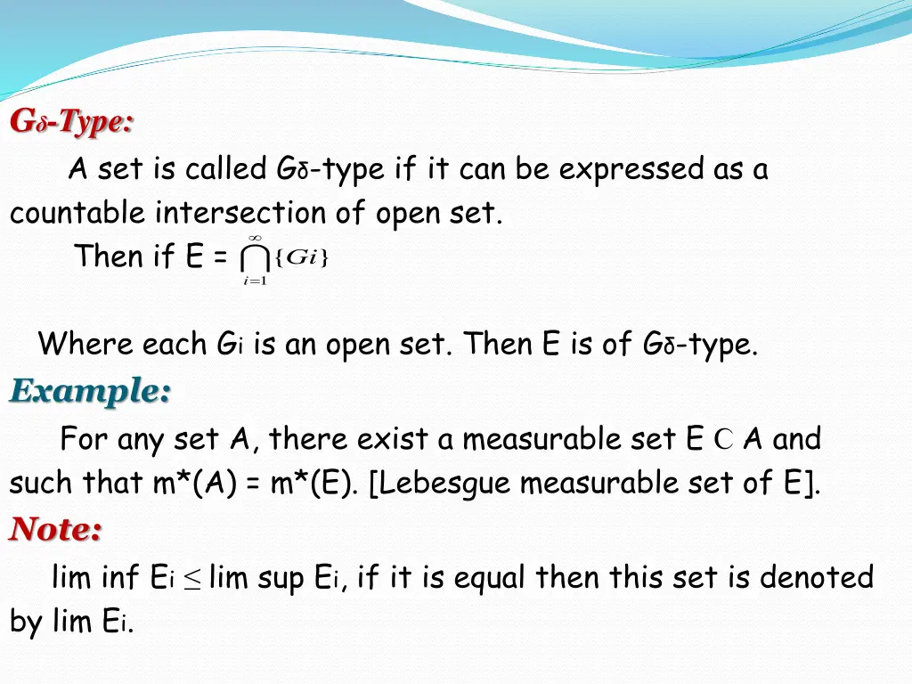 g type a set is called g type