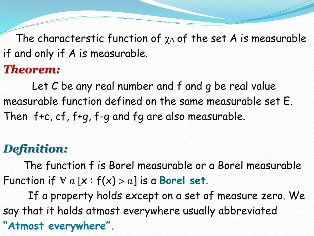 the characterstic function