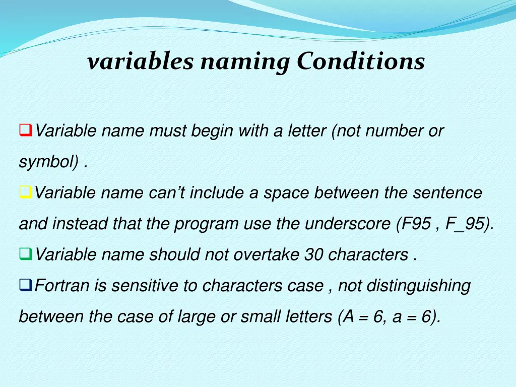 variables naming conditions