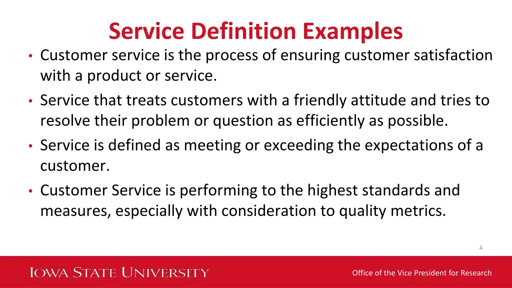 service definition examples customer service