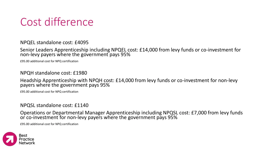 cost difference