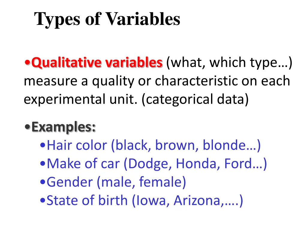 types of variables