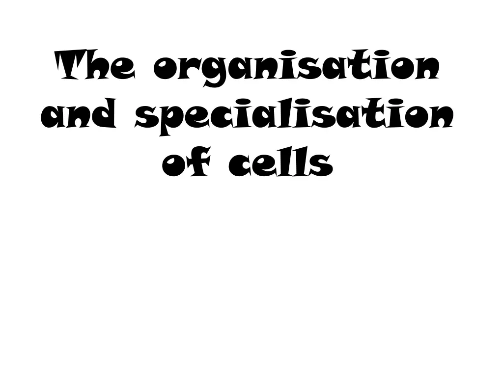 the organisation and specialisation of cells
