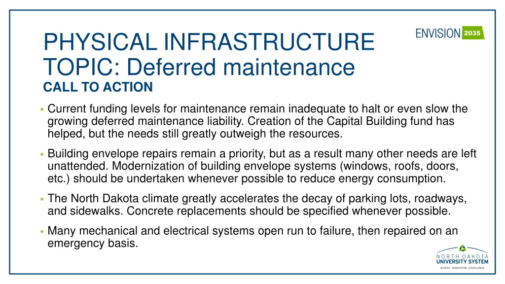 physical infrastructure topic deferred