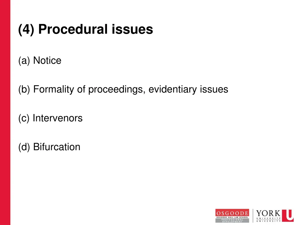 4 procedural issues