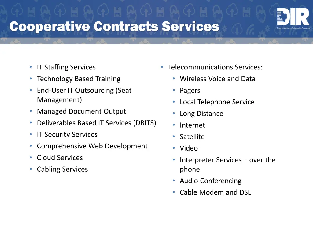 cooperative contracts services