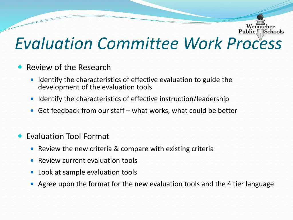 evaluation committee work process