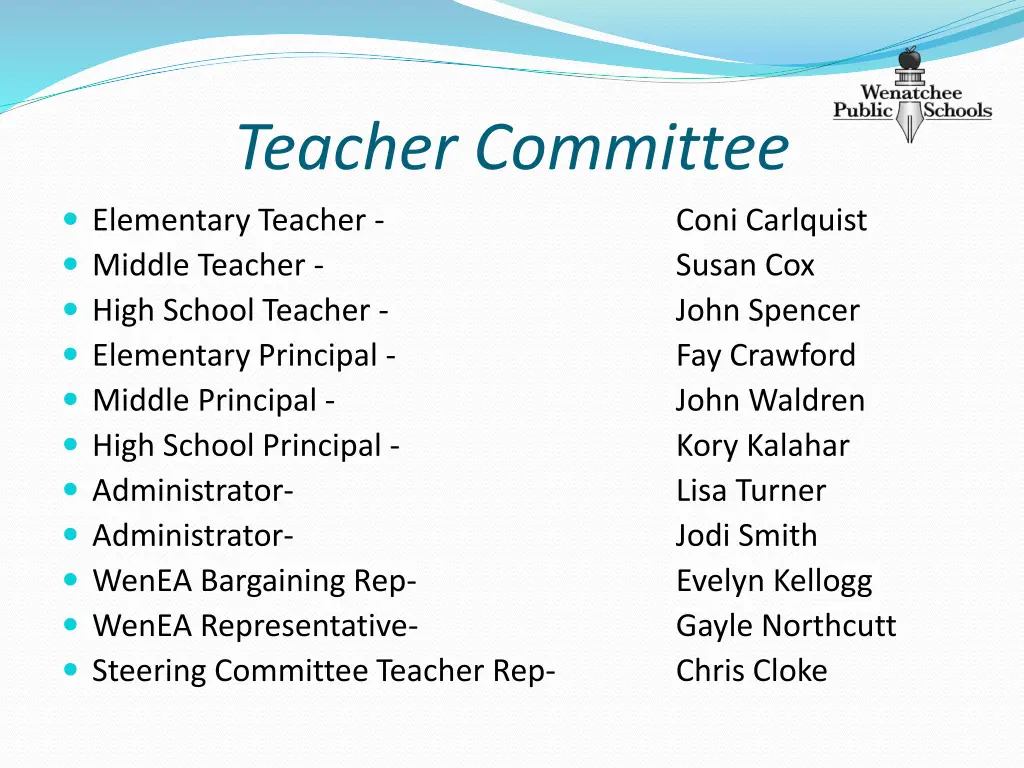 teacher committee elementary teacher middle