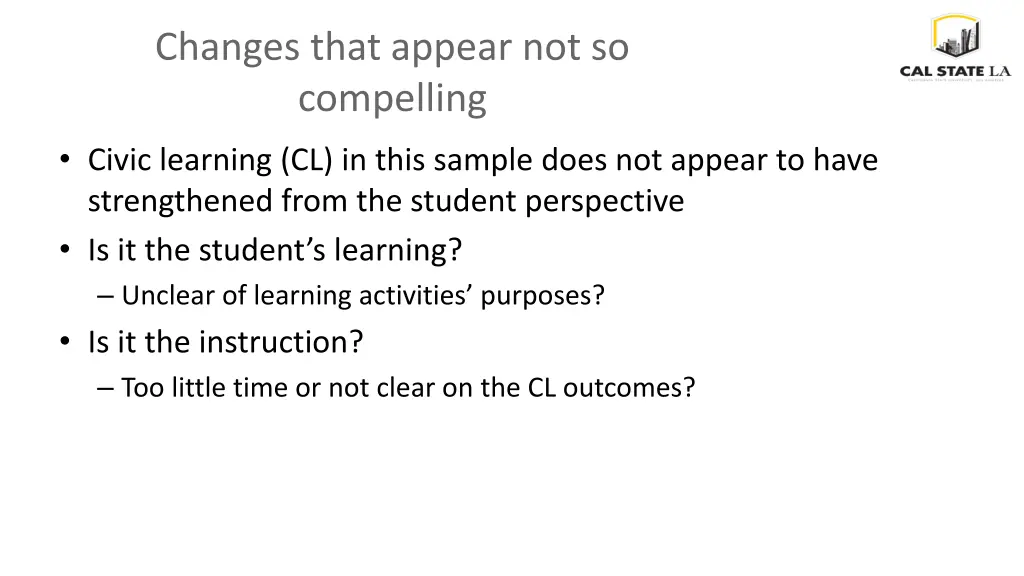 changes that appear not so compelling
