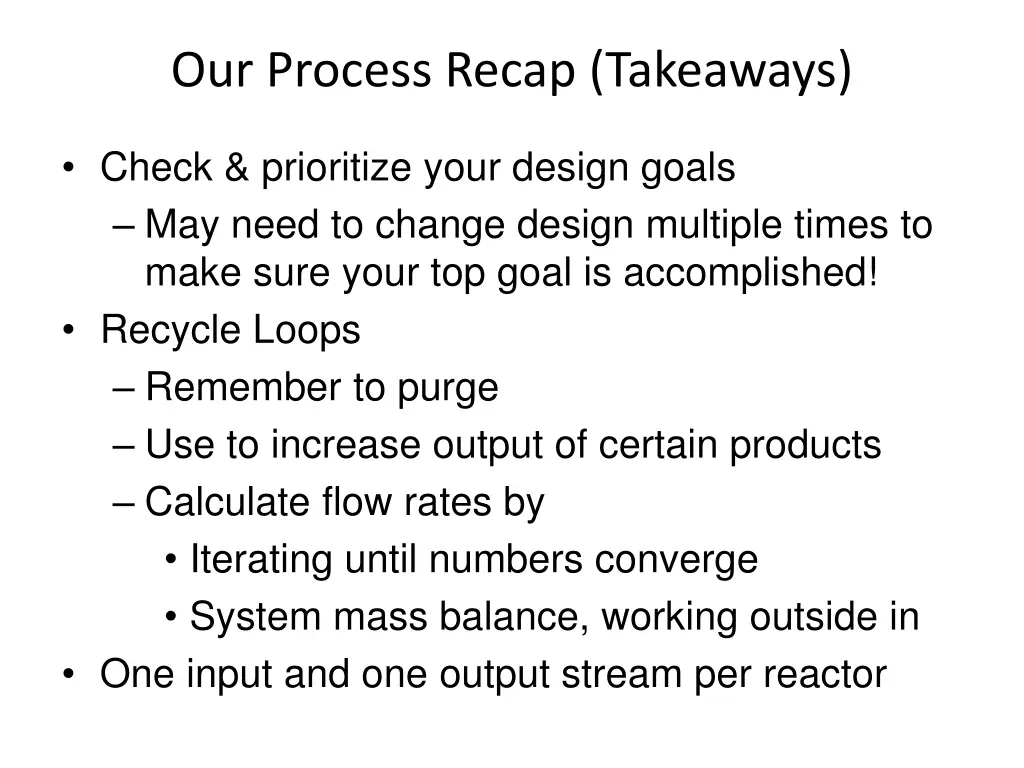 our process recap takeaways