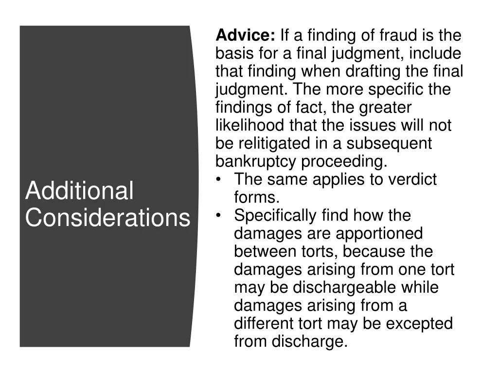 advice if a finding of fraud is the basis