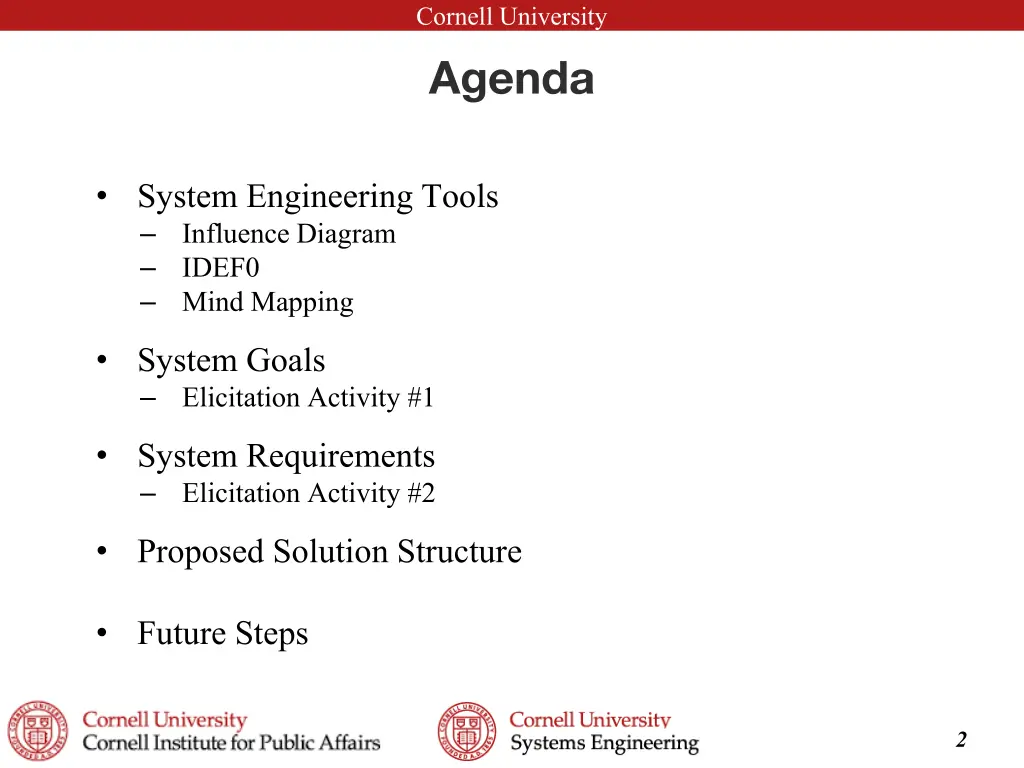 cornell university agenda