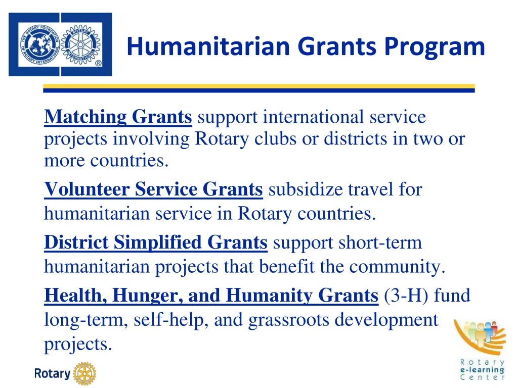 humanitarian grants program 1