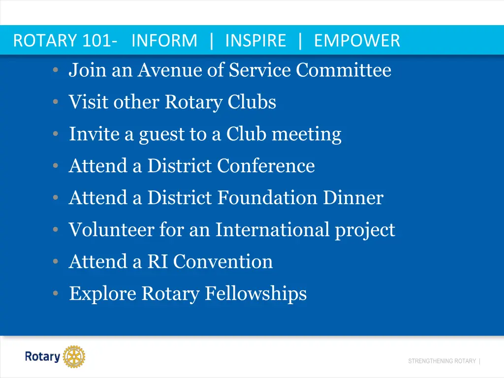 rotary 101 inform inspire empower join an avenue