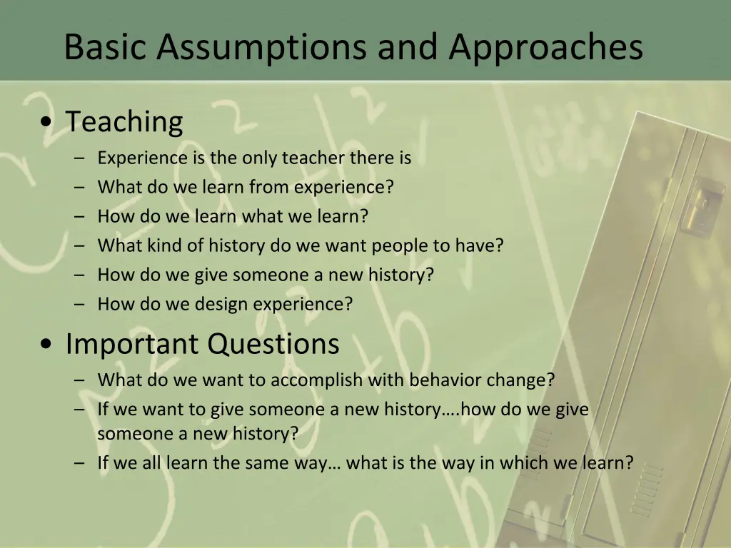 basic assumptions and approaches 1