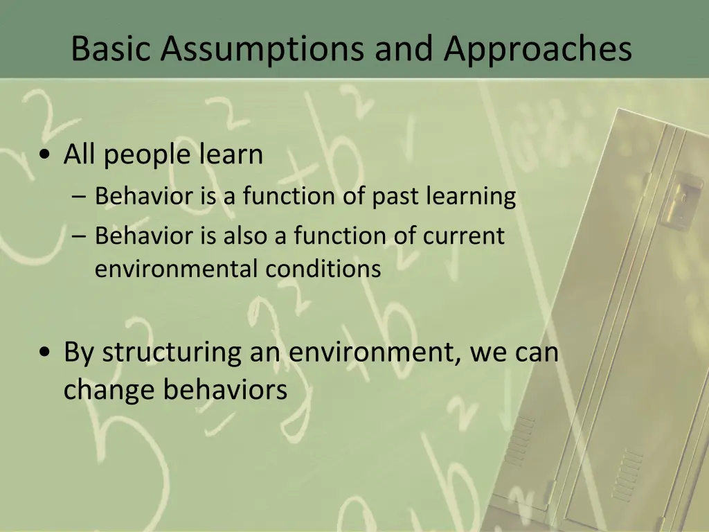 basic assumptions and approaches