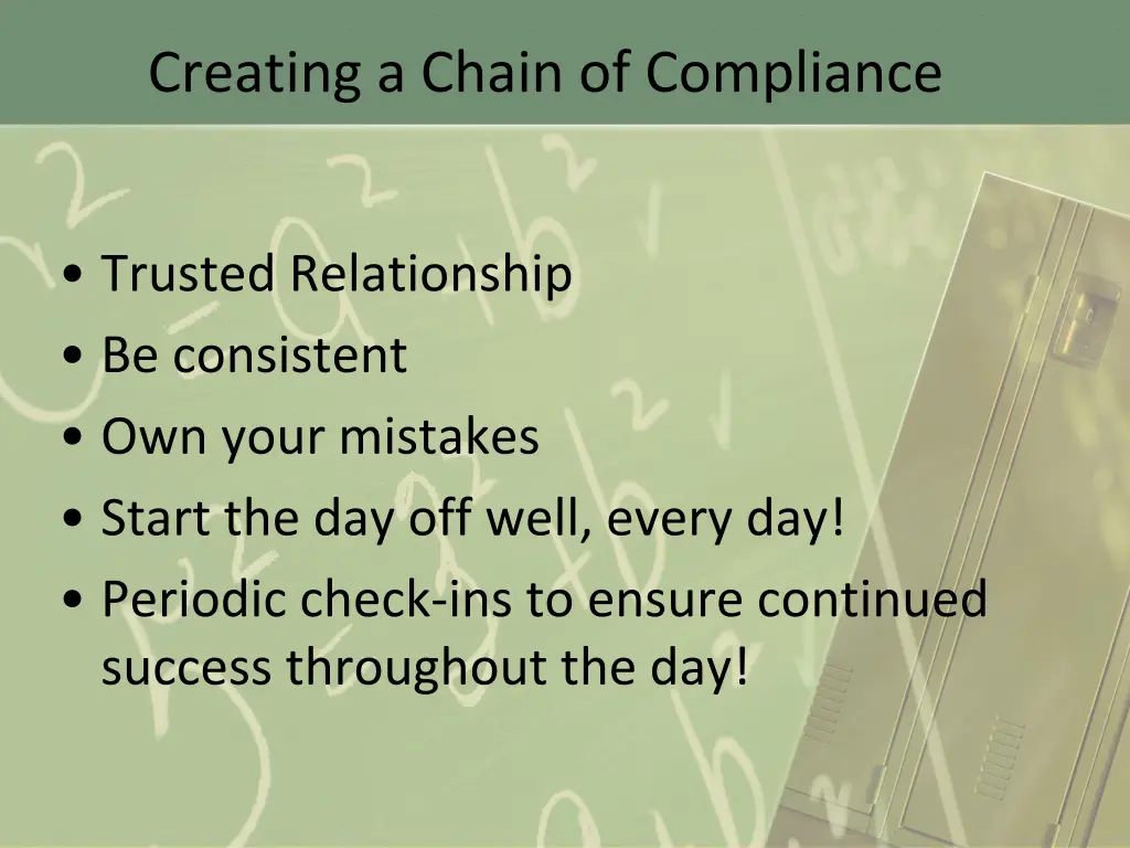 creating a chain of compliance