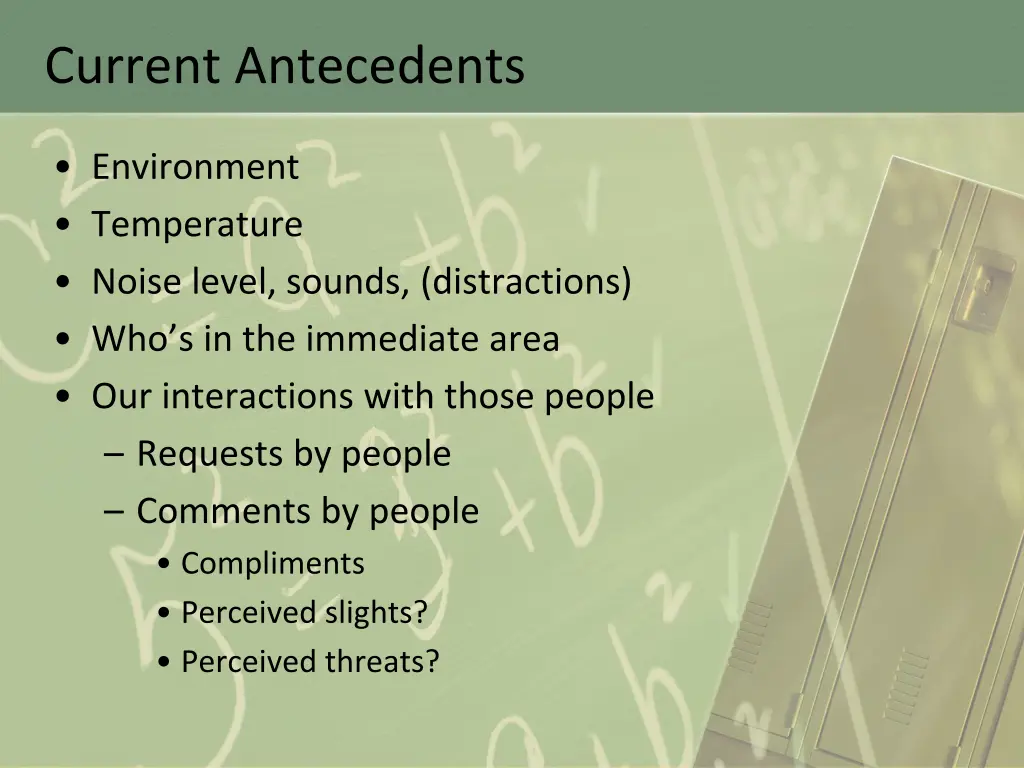 current antecedents