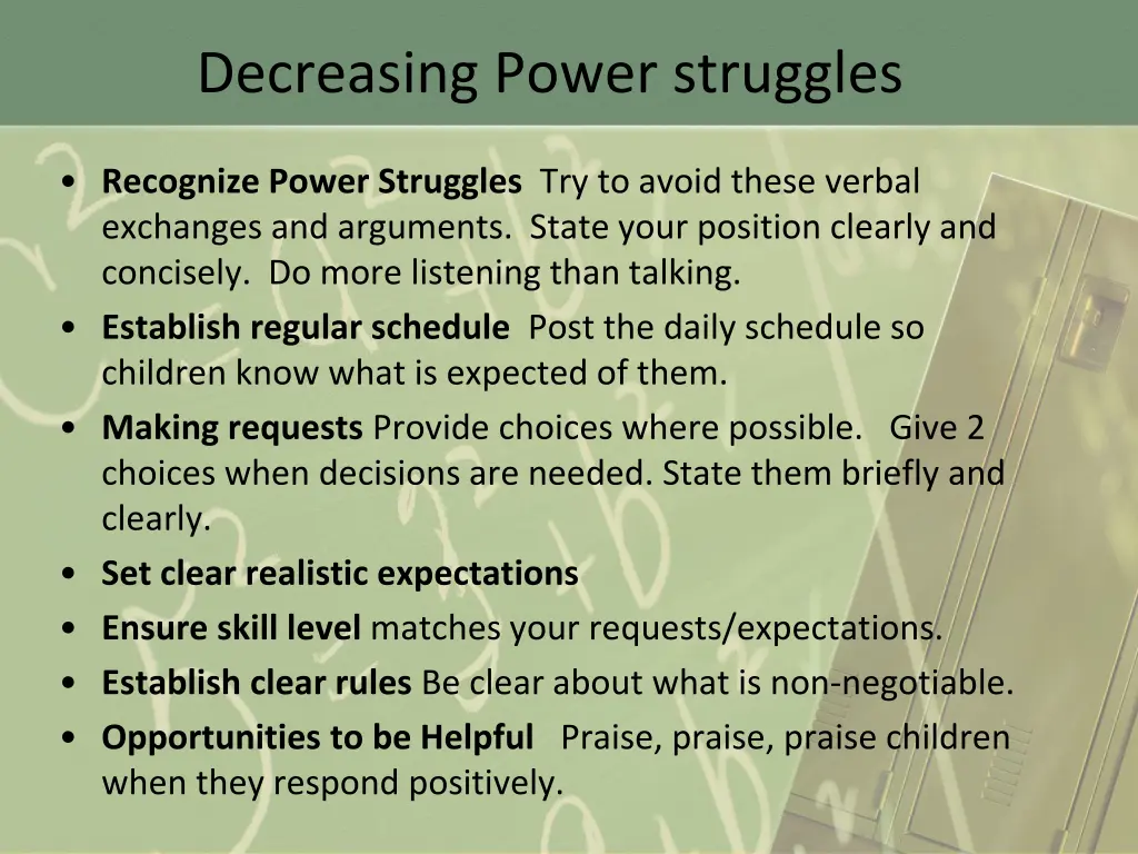 decreasing power struggles