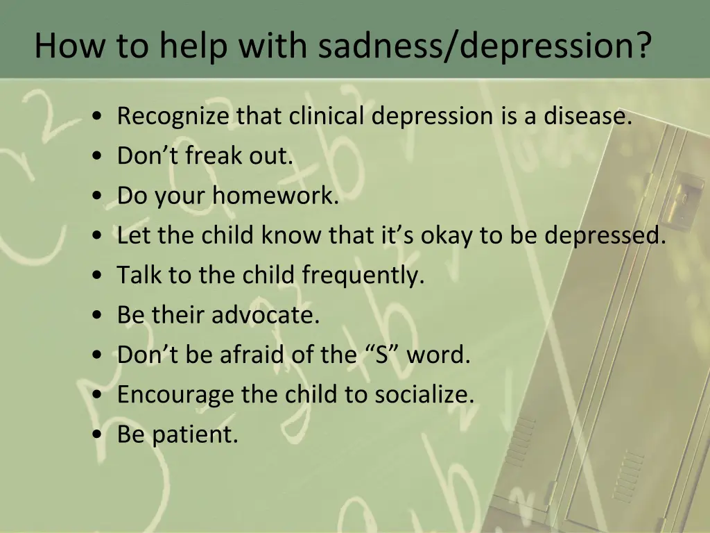 how to help with sadness depression