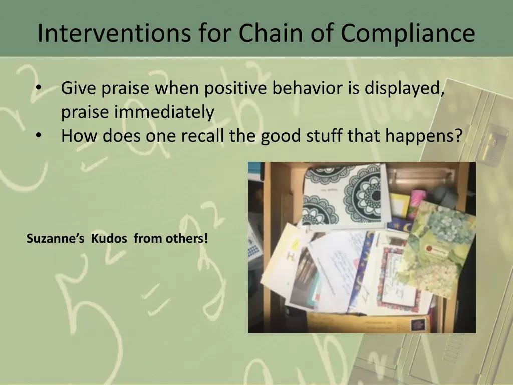 interventions for chain of compliance