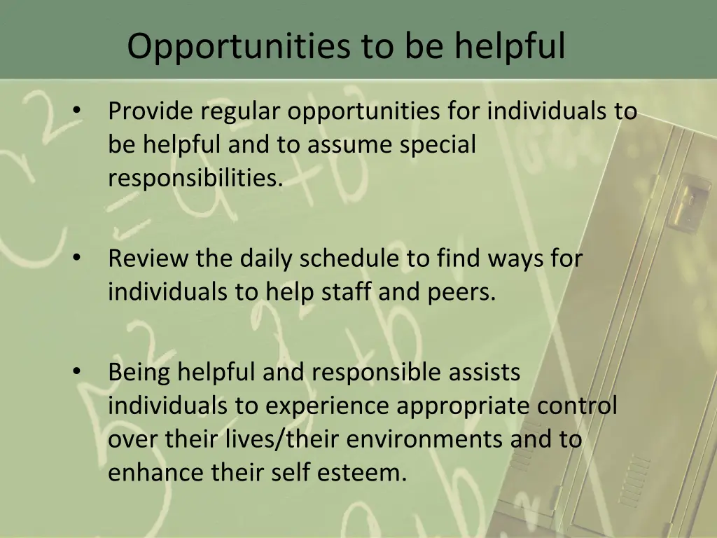 opportunities to be helpful