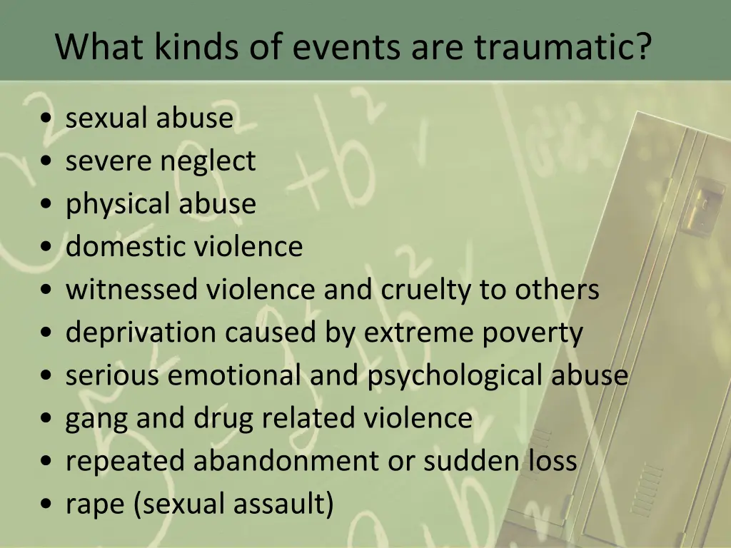 what kinds of events are traumatic
