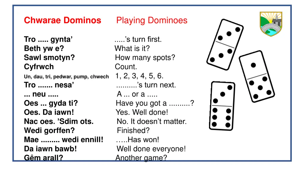chwarae dominos playing dominoes