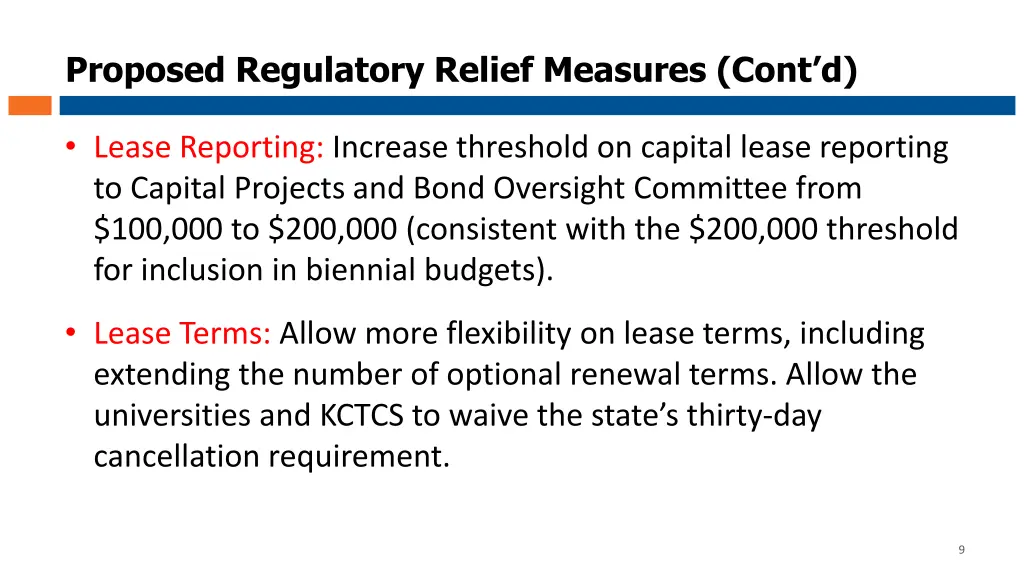 proposed regulatory relief measures cont d 1