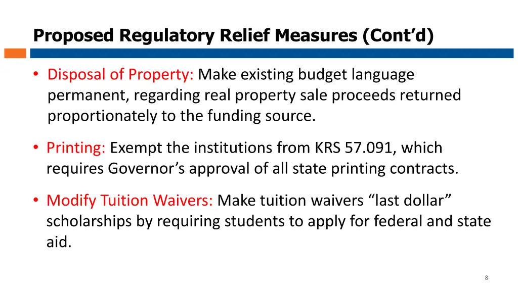proposed regulatory relief measures cont d