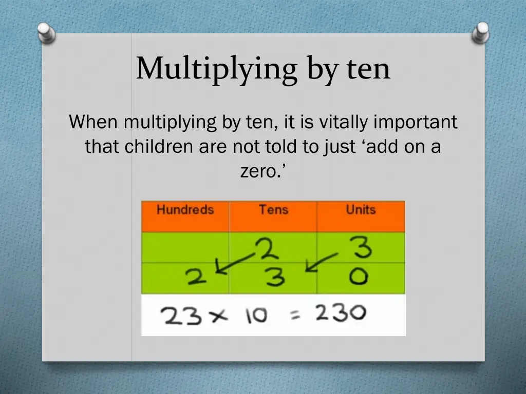 multiplying by ten