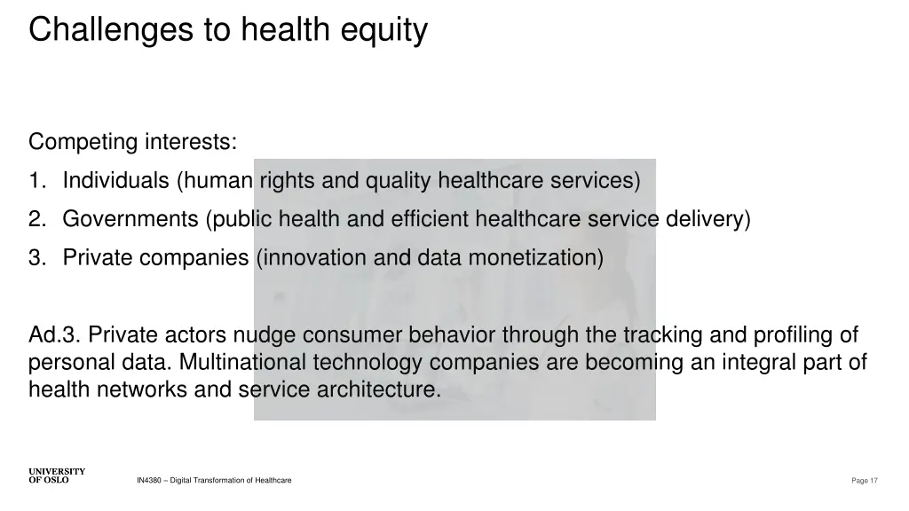 challenges to health equity