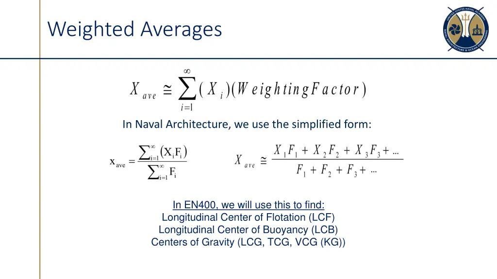 weighted averages
