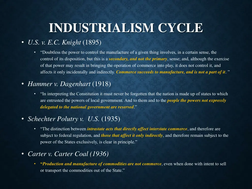 industrialism cycle u s v e c knight 1895