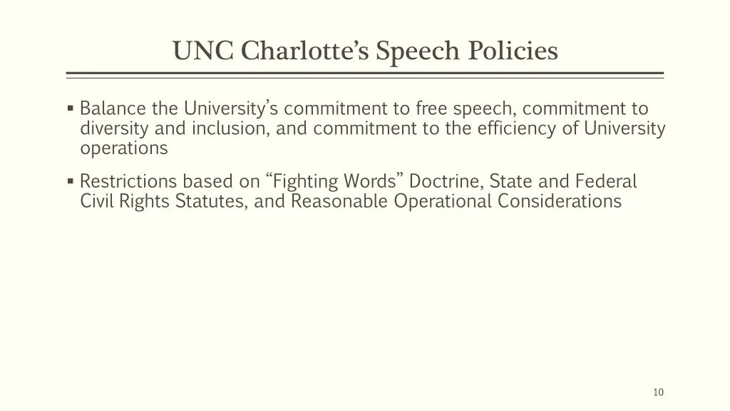 unc charlotte s speech policies