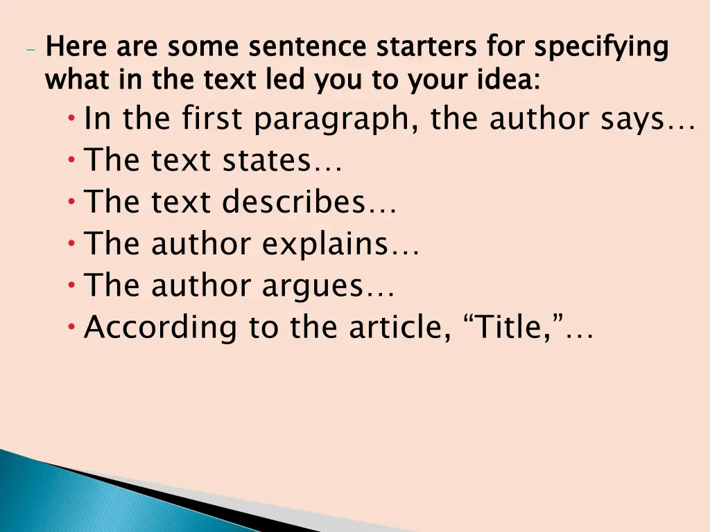 here are some sentence starters for specifying